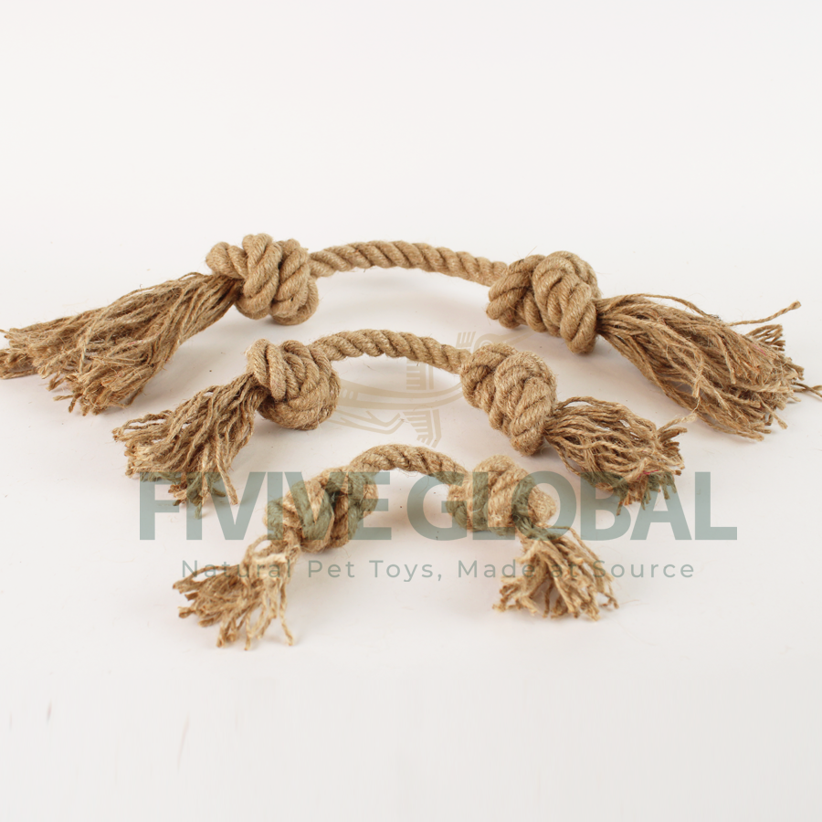 Jouet de corde de chanvre à deux nœuds 100% naturel - Fabrication au Vietnam